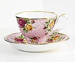 Royal Doulton Dusky Pink Lace Damask Teacup & Saucer