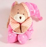 RSC Pink teddy bear pull down music box - Brahms Lullaby tune