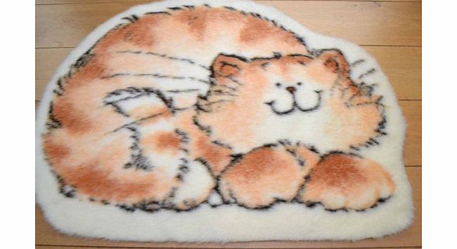 Rugs Supermarket Marmalade Cat Non Slip Machine Washable Sheepskin Style Kids Rug. Size 70cm x 92cm