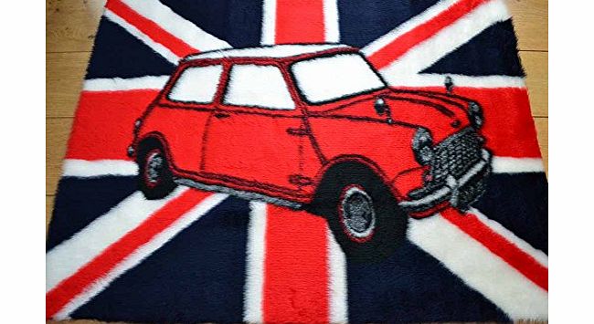 Rugs Supermarket Union Jack Mini Car Non Slip Machine Washable Sheepskin Style Kids Rug. Size 75cm x 100cm