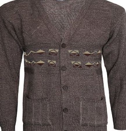 Runway Splash MENS CLASSIC BUTTON FRONT UP VINTAGE GRANDDAD CARDIGAN KNITTED SIZE M-L-XL-XXL[Brown,L]