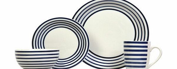 16-Piece Stoneware Portabello Dinner Set, Blue