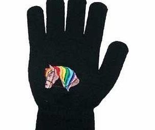 Saddle Craft Childrens Horse Head Pattern Magic Riding Gloves-Black