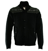 457 Black Shawl Neck Fair Isle Cardigan