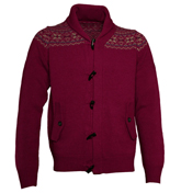 457 Red Shawl Neck Fair Isle Cardigan