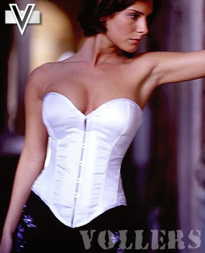 Samantha Lingerie White Satin Padded Vollers Corset