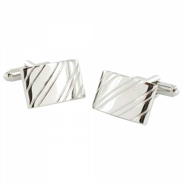 Samuel Blake Pinstripe Rhodium Cufflinks