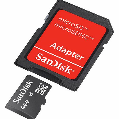 Sandisk 4 GB Micro SDHC Memory Card   SD Card Adapter