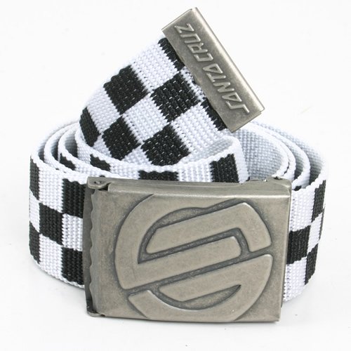 Mens Santa Cruz Emobossed Knot Chequer Belt Black White