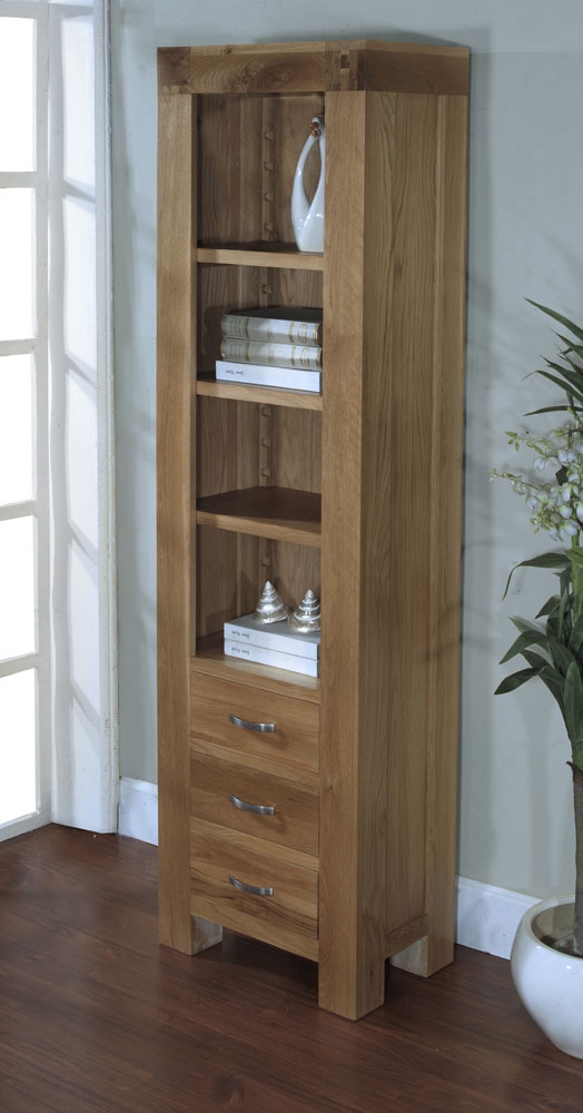 Santana Blonde Oak Slim Bookcase with 3 Drawers