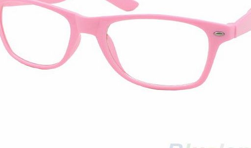 Sanwood Fashion Lovely Unisex Clear Lens Nerd Geek Glasses (Pink)