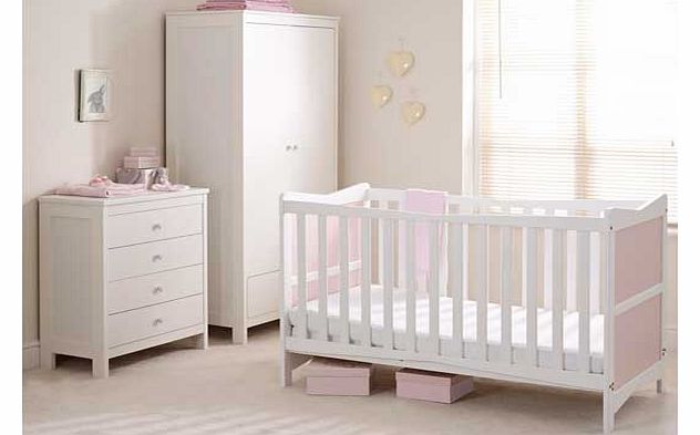 Saplings Kitty Nursery Furniture Set - White and