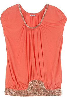 Embellished cap sleeve jersey top