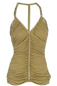 Embellished ruched halter top