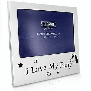 Satin Silver I Love My Pony Photo Frame