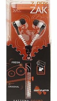 Satzuma Zyppy Zak Zip Earphones in White 10178469