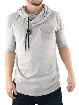 Grey Serge Snood Neck T-Shirt