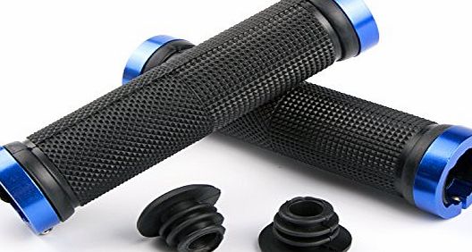 SAVFY Mountain Bike MTB BMX Bicycle Cycling Double Lock On Handlebar Grips Ends (Blue)