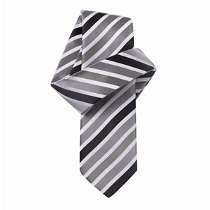 Savile Row Black/Silver Grey/White Bold Diagonal Stripe Pure Silk Tie