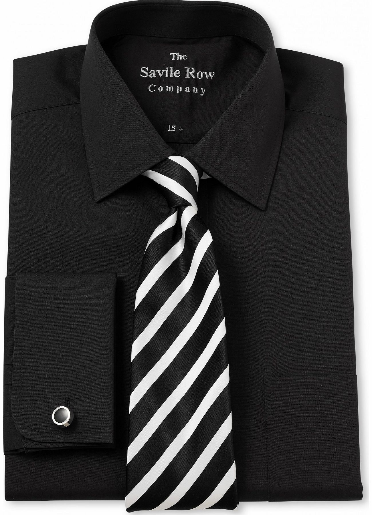Savile Row Company Black Poplin Classic Fit Shirt 16 1/2`` Standard