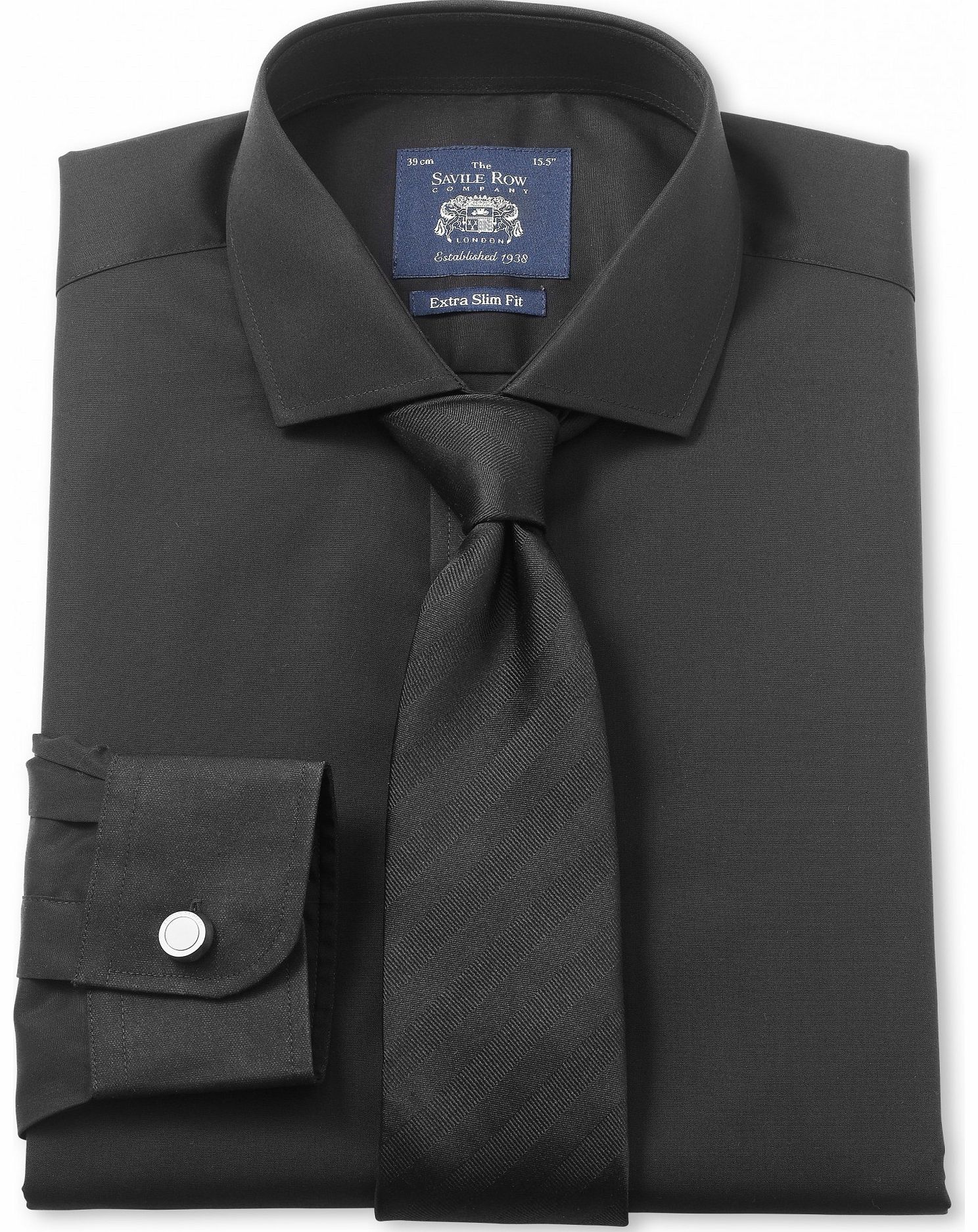 Black Poplin Extra Slim Fit Shirt 14 1/2``