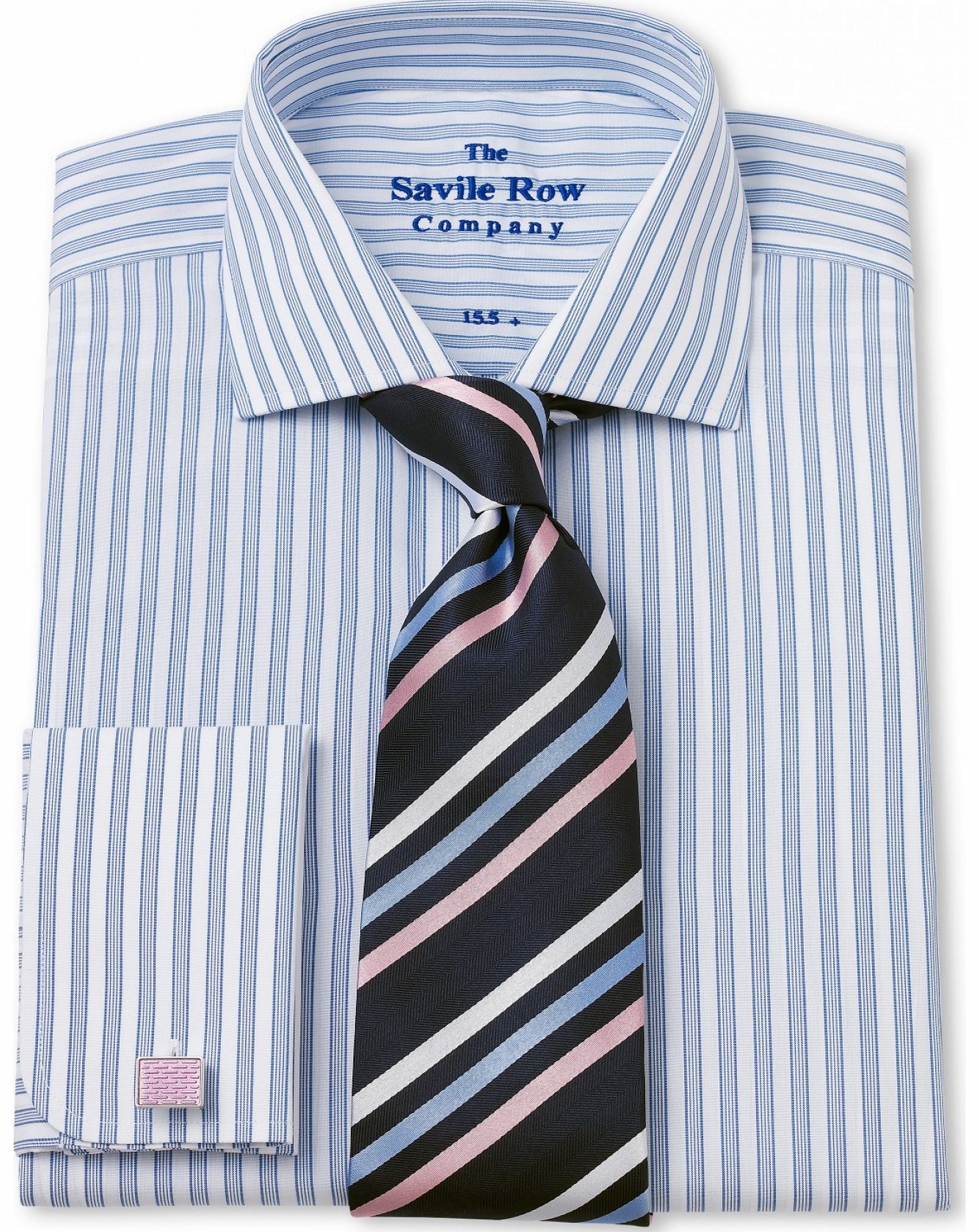 Blue Tramline Stripe Slim Fit Shirt 15``