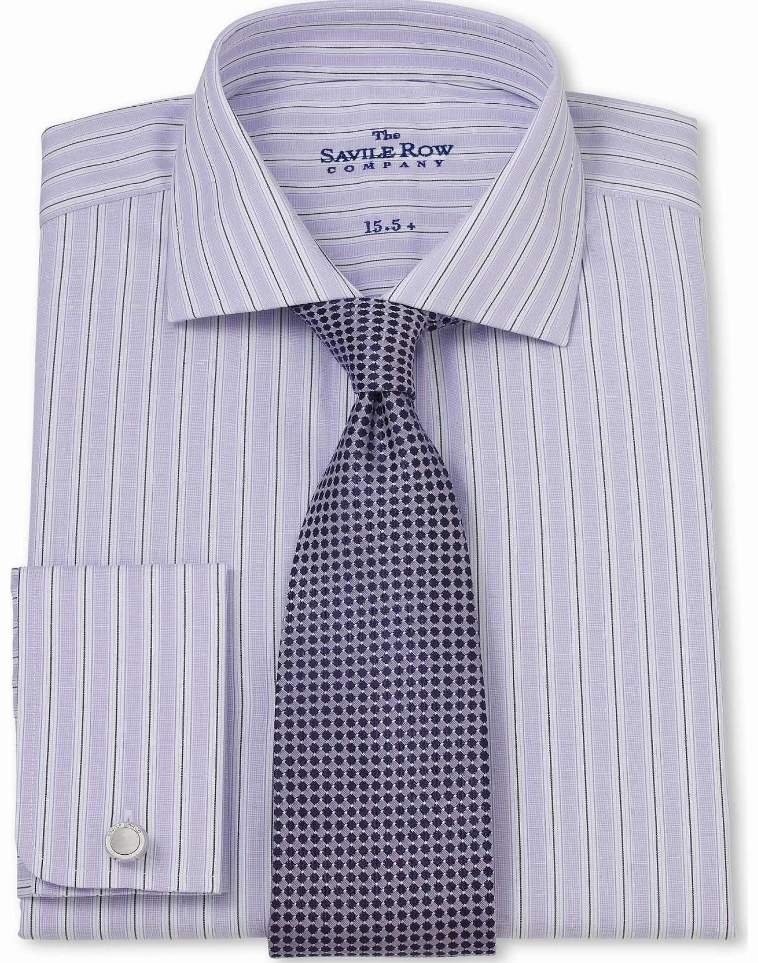 Lilac Navy Stripe Slim Fit Shirt 14 1/2``