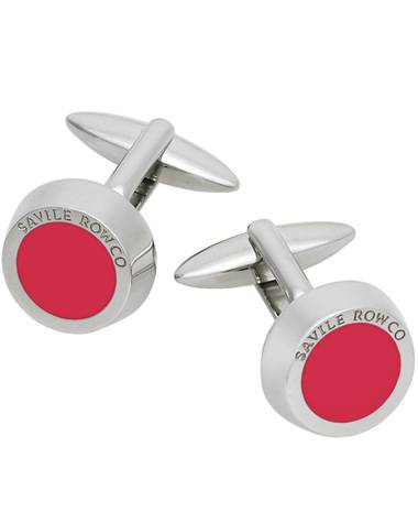 Red Enamel Silver Effect Cufflinks