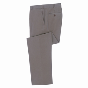 Dark Beige Flat-Front, Soft Washed Chino Trouser