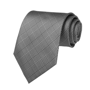 Grey Prince Of Wales Pure Silk Tie