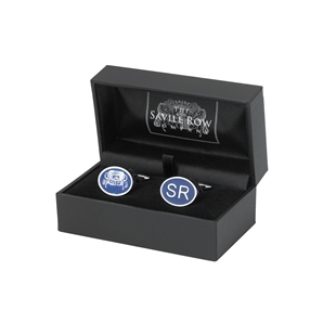 Navy ‘SR’ Initialled Oval Cufflink