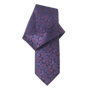 Navy Red Yellow Paisley Pure Silk Tie