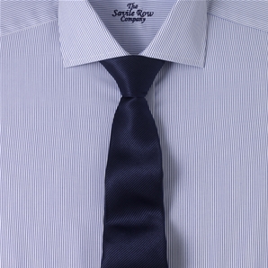 Navy White Stripe Cutaway Collar Fitted Shirt