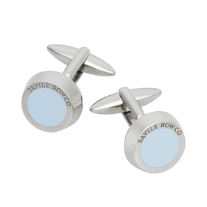 Savile Row Pale Blue Enamel and Silver Effect Cufflinks