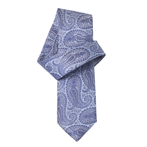 Pale Blue Navy Paisley Pure Silk Tie