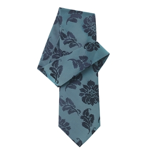 Peacock Blue Navy Floral Pure Silk Tie