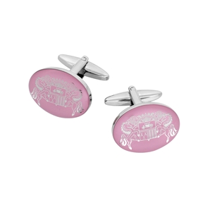 Savile Row Pink Savile Row Co Crest Oval Cufflink