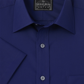 Plain Navy Short-Sleeve Poplin Shirt