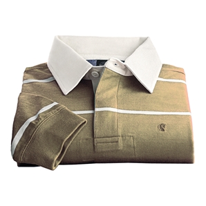 Savile Row Stone Striped Rugby Shirt