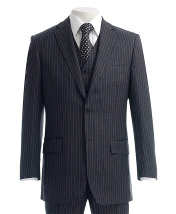 Mens Suit Savoy Taylors Guild Charcoal Chalk Stripe