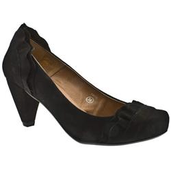 Schuh Female Bob Ruffle Court Suede Upper Low Heel Shoes in Black