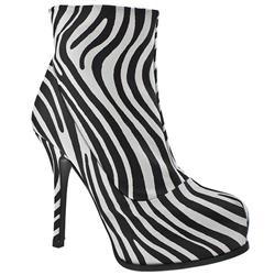 Female Pandora Platform Zebra Leather Upper in White and Black