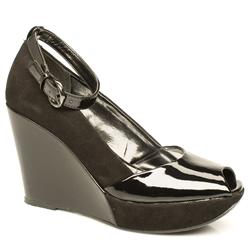 Schuh Female Sally Ank Strap Wedge Patent Upper Evening in Black, Purple