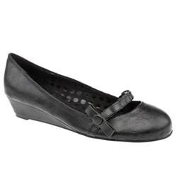 Schuh Female Serena Pleat Bow Wedge Manmade Upper Low Heel in Black