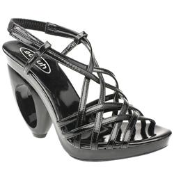 Schuh Female Silva X Sling Wedge Patent Upper in Black, Pewter