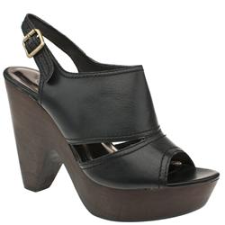 Schuh Female Skye Wood Slingback Leather Upper Evening in Black