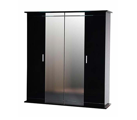 Sciae Moon High Gloss Black 4 Door Mirrored Wardrobe