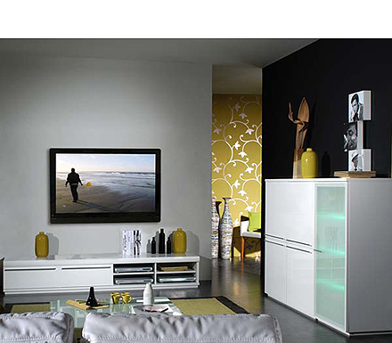 Sylvie High Gloss White TV Unit and Storage Set