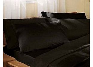 Plain Dyed Percale DOUBLE BLACK Duvet Cover Set