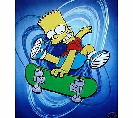 THE SIMPSONS ``BART SKATEBOARD`` FLEECE BLANKET BEDDING BED THROW